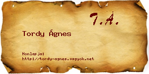 Tordy Ágnes névjegykártya